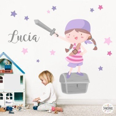 Children's vinyl Super pirate girl - Lilac -
