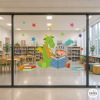 Dragon and Knight Reading Window Sticker – Library Decoration