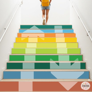 Vinilos para escaleras con flechas de colores|Señalización educativa