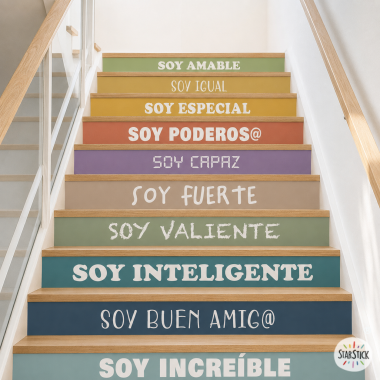 Vinilos para escaleras de colegios. Mensajes de autoestima y superación
