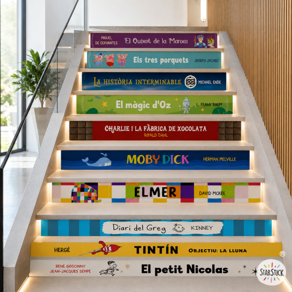 Stickers décoratifs pour escaliers d'école - Titres de livres