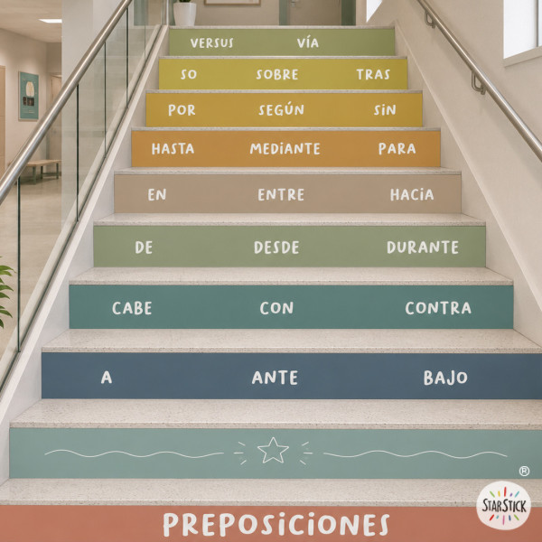 Decoració per a escales de centres educatius - Preposicions en castellà
