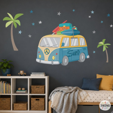 Surfer van wall sticker –...