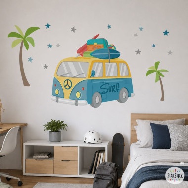 Vinilo decorativo furgoneta surfera – Decoración juvenil