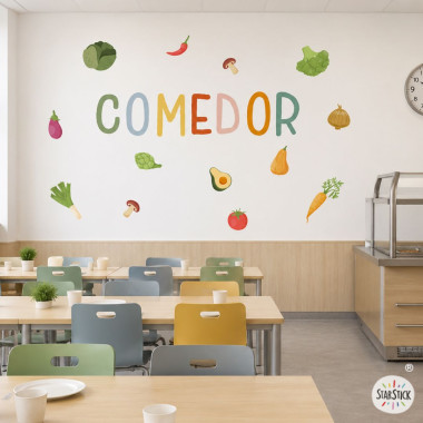 Vinilos decorativos para comedores escolares - Comedor con verduras