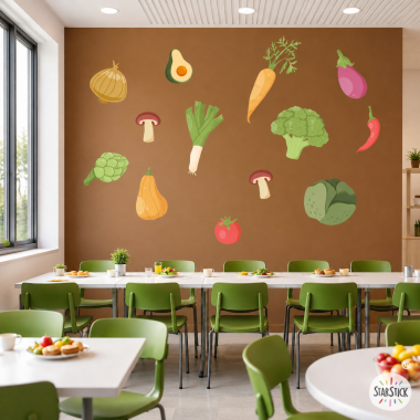 Autocollant légumes - Décoration cantine scolaire Montessori