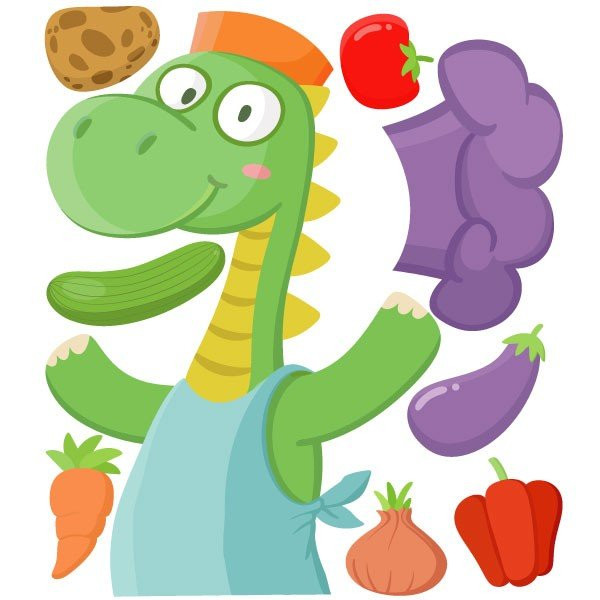 Decoration for school cafeterias - Cooking dragon - Educational decorative wall stickers