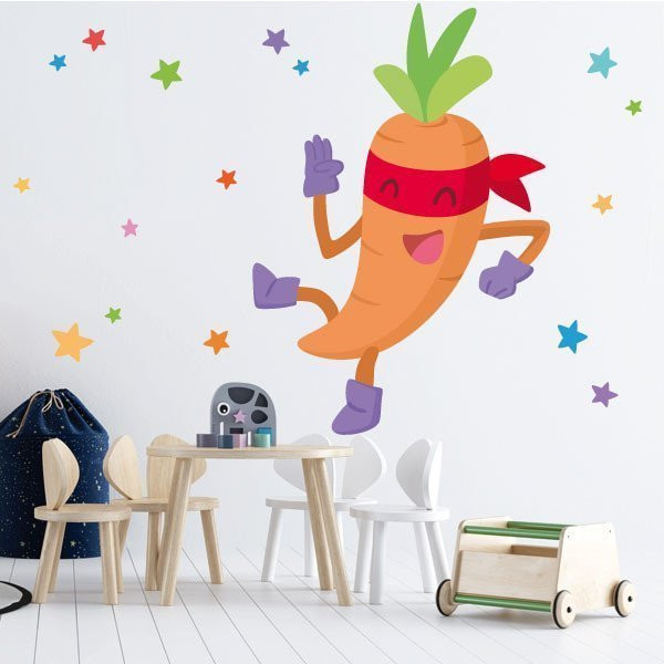 Súper zanahoria - Vinilos de pared para colegios y escuelas