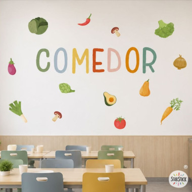 Vinilos decorativos para comedores escolares - Comedor con verduras