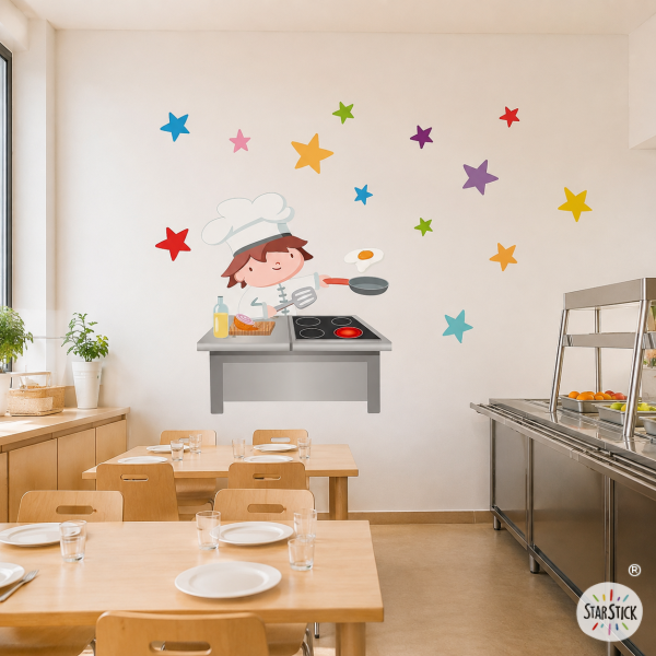 El alegre cocinero - Vinilo para decorar paredes de comedores escolares
