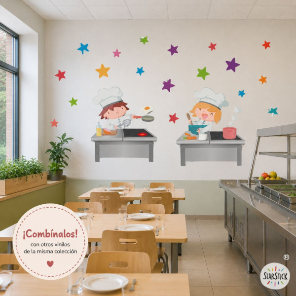Divertida cocinera - Vinilo mural para decorar comedores escolares