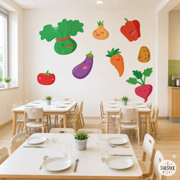 Légumes - Stickers pour décorer les cantines scolaires