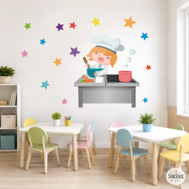 Divertida cocinera - Vinilo mural para decorar comedores escolares