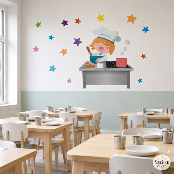 Divertida cocinera - Vinilo mural para decorar comedores escolares