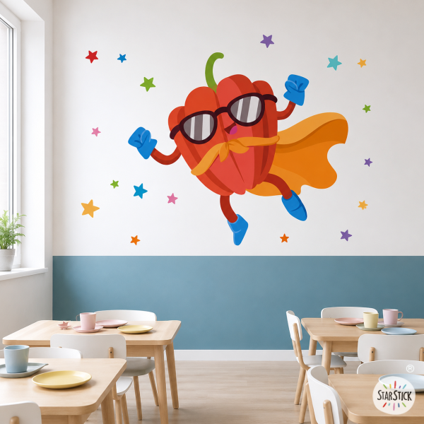 Súper Pimiento – Vinilos decorativos para comedores escolares infantiles