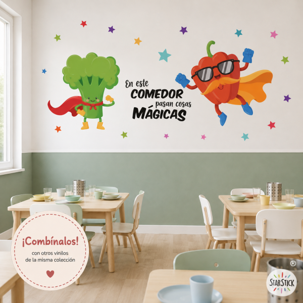 Súper Pimiento – Vinilos decorativos para comedores escolares infantiles