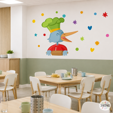 Chef Duck decorative stickers for school dining rooms | Children's decoration