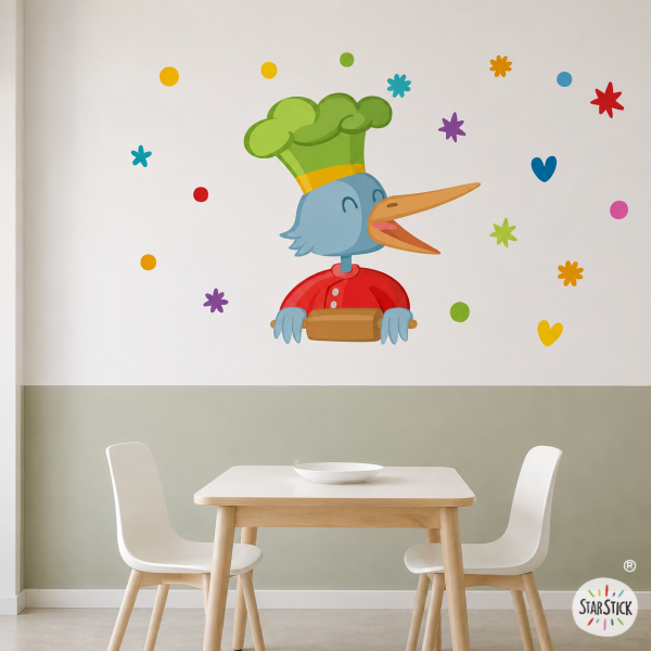 Chef Duck decorative stickers for school dining rooms | Children's decoration