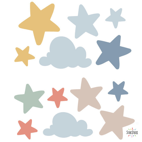 Extra Pack d’étoiles et de nuages pour agrandir les stickers muraux StarStick