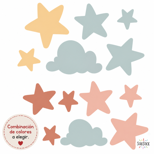 Extra Pack of Stars and Clouds to Extend StarStick Wall Stickers