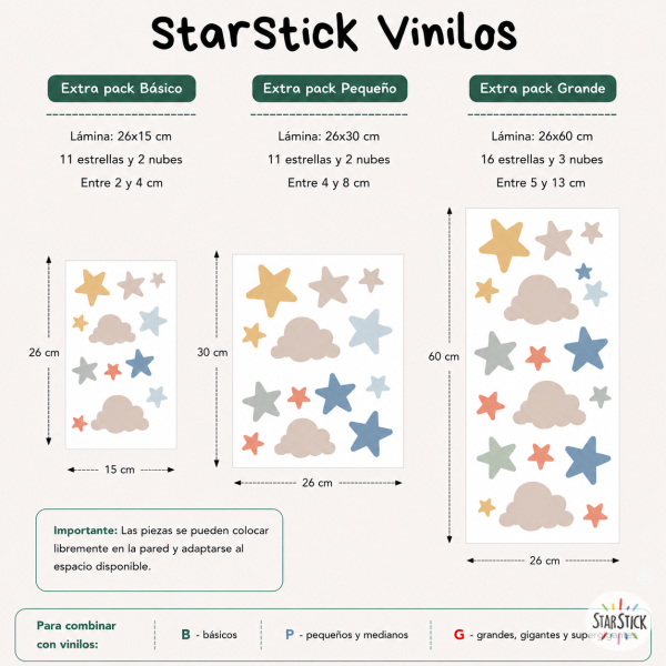 Extra Pack d’estrelles i núvols per ampliar murals de StarStick