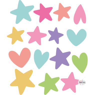 Extra Pack amb estrelles i cors per ampliar murals adhesius de StarStick