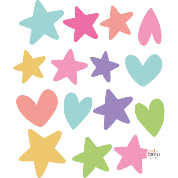 Extra Pack avec étoiles et cœurs pour agrandir les stickers muraux StarStick