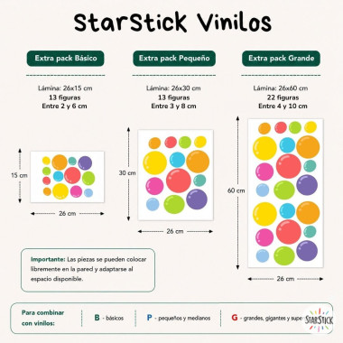 Extra Pack de burbujas para ampliar vinilos murales de StarStick