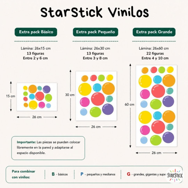 Extra Pack de bulles pour agrandir les stickers muraux StarStick