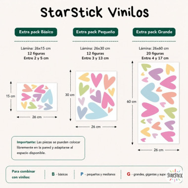 Extra Pack con corazones - Ampliación para vinilos decorativos de StarStick