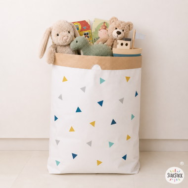 Sac de rangement en papier – Triangles moutarde | Rangement pour enfants