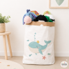 Personalized toy storage bag with name – Whale