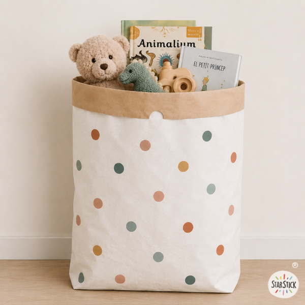 Saco organizador de papel Confeti en tonos Boho | Saco para juguetes y ropa