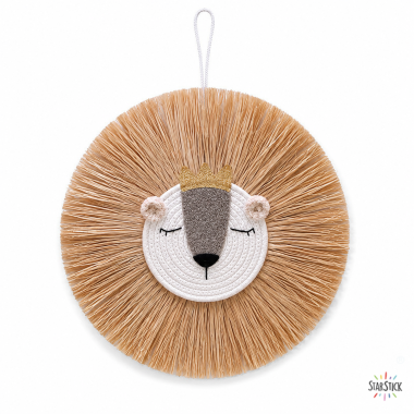 Reina leona de rafia para colgar - Decoración de habitaciones infantiles