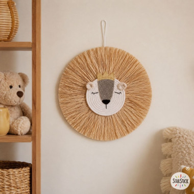 Reina leona de rafia para colgar - Decoración de habitaciones infantiles