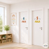 Autocollant personnalisé pour signalisation d’écoles et d’instituts | Numéro avec texte style boho