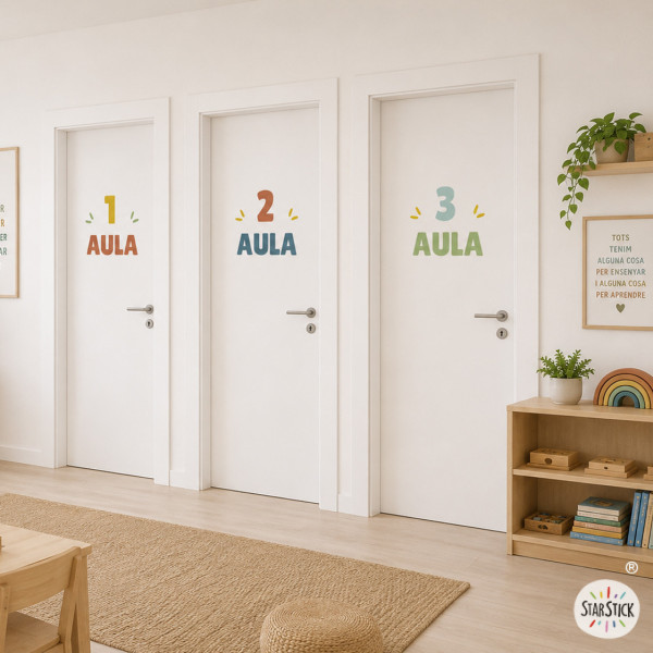 Autocollant personnalisé pour signalisation d’écoles et d’instituts | Numéro avec texte style boho