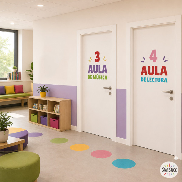 Sticker personnalisé pour signalisation d’écoles et d’instituts | Numéro avec texte en couleurs