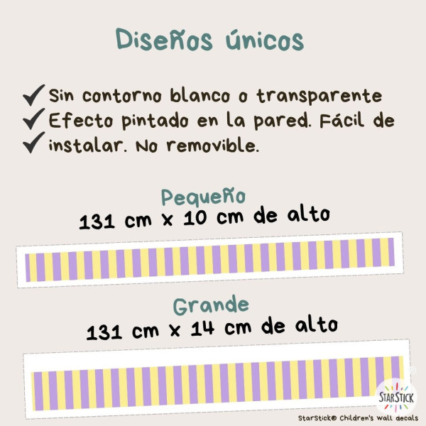 Cenefa autoadhesiva de rayas de colores | Decoración moderna