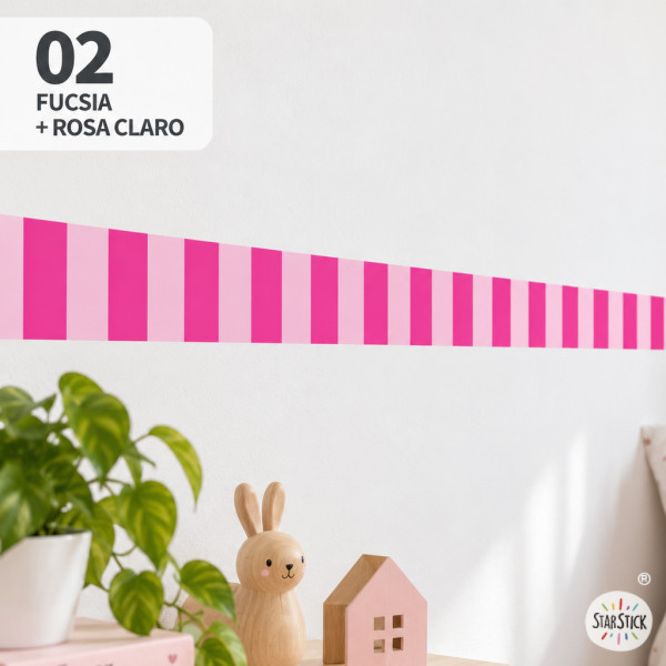 Cenefa autoadhesiva de rayas de colores | Decoración moderna