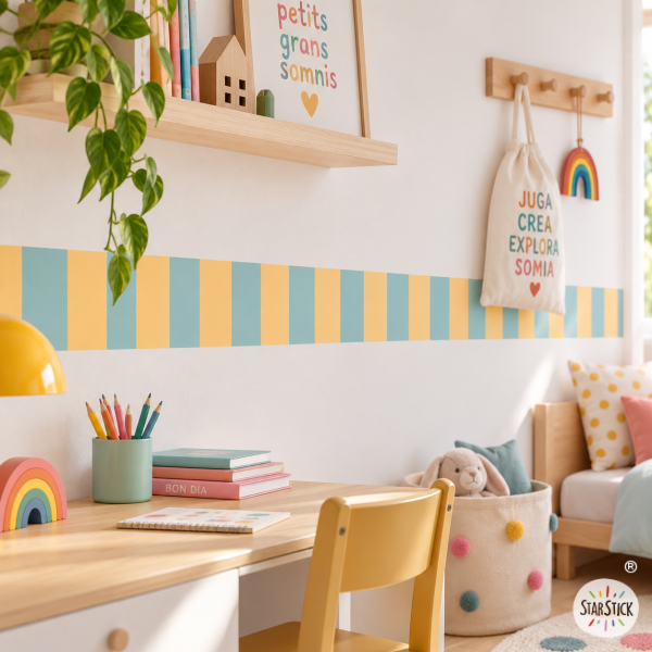 Self-Adhesive Border with Colourful Stripes | Modern Decor