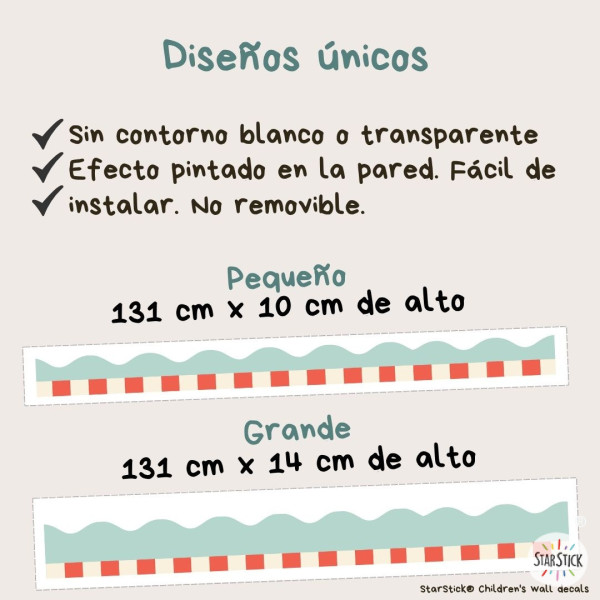 Cenefa adhesiva de ondas y rayas de colores para decoración de paredes