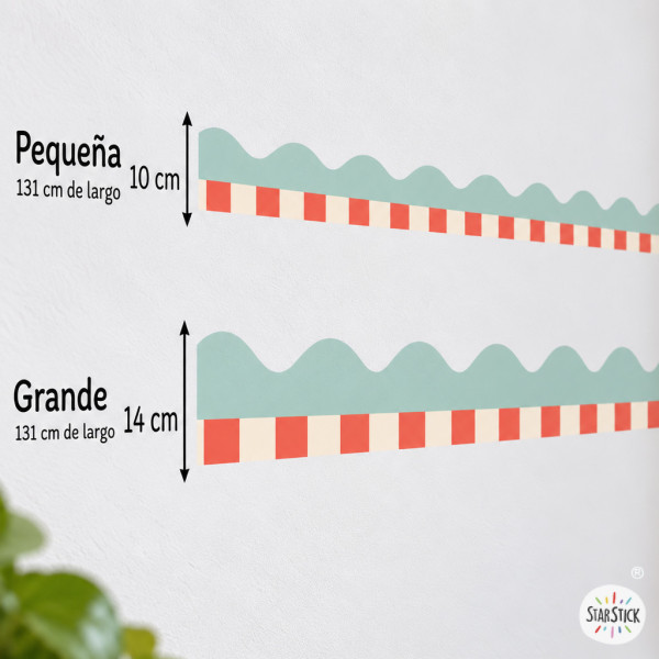 Adhesive Border with Colourful Waves and Stripes for Wall Decor