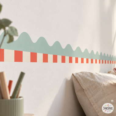 Cenefa adhesiva de ondas y rayas de colores para decoración de paredes