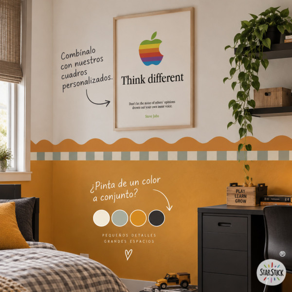 Cenefa adhesiva de ondas y rayas de colores para decoración de paredes