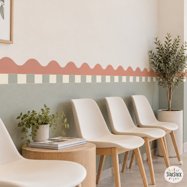 Cenefa adhesiva de ondas y rayas de colores para decoración de paredes