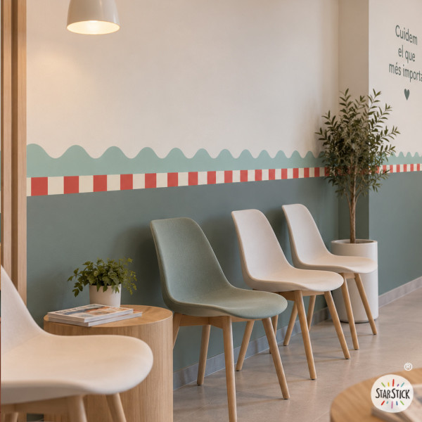 Adhesive Border with Colourful Waves and Stripes for Wall Decor