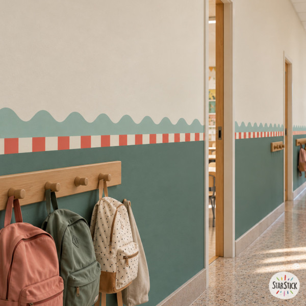 Cenefa adhesiva de ondas y rayas de colores para decoración de paredes