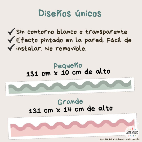 Cenefa adhesiva de doble onda de colores | Decoración moderna