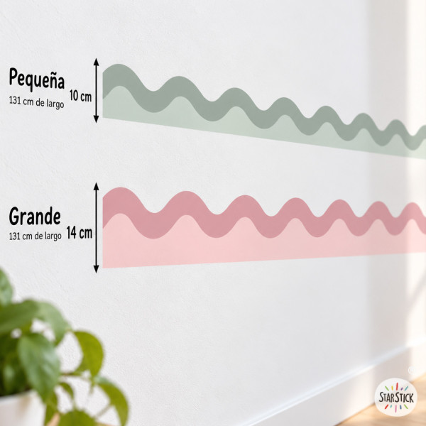 Bande adhésive à double vague colorée | Décoration murale